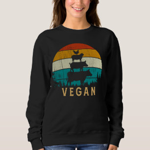 Sweatshirt Végétan 80s Style rétro Vache Vintage Chèvre Hen P