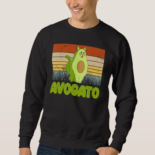 Sweatshirt Vegetarian Cat Avogato Veggie Hangover Avocado Vin (Devant)