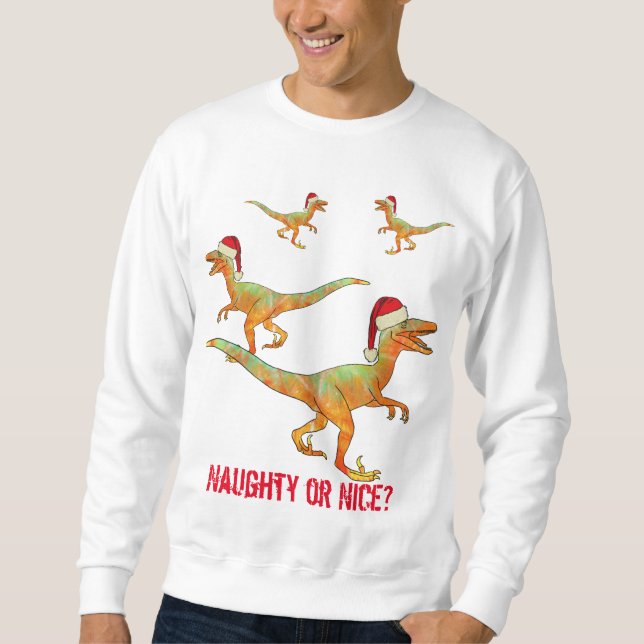 Sweatshirt Velociraptor Dinosaur Drôle de noël (Devant)