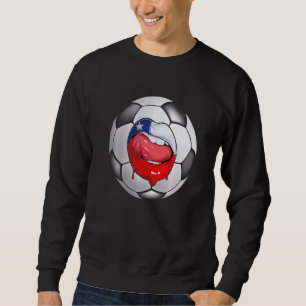 Sweatshirt Ventilateur de football chilien Bouche Drapeau chi