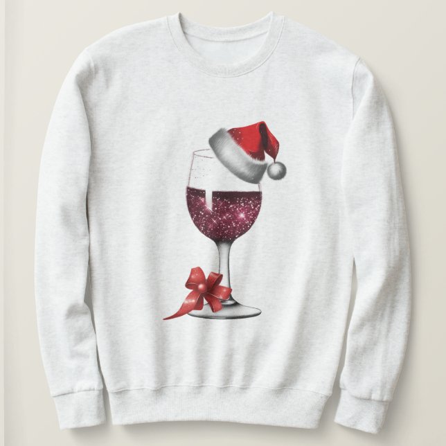 Sweatshirt Verre de Noël, Père Noël Casquette Imprimer (Design devant)