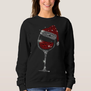 Sweatshirt Verre de vin rouge Noël Chapeau Noël pour hommes f