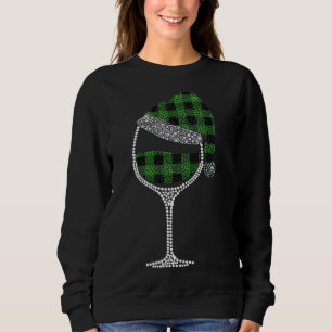 Sweatshirt Verre de vin Santa Chapeau Noël Green Buffalo Pl
