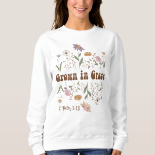Sweatshirt Verse de la Bible fleur sauvage grandit en grâce