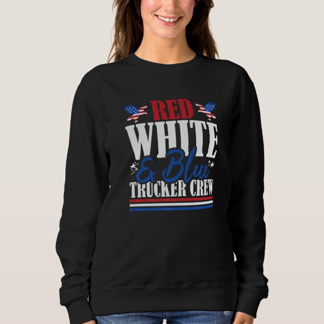 Sweatshirt Veteran US Flag Red White & Blue Trucker Crew   (Devant)