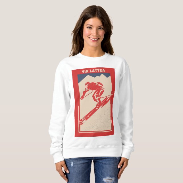 Sweatshirt Via Lattea Italie Station de ski France Rétro vint (Devant entier)