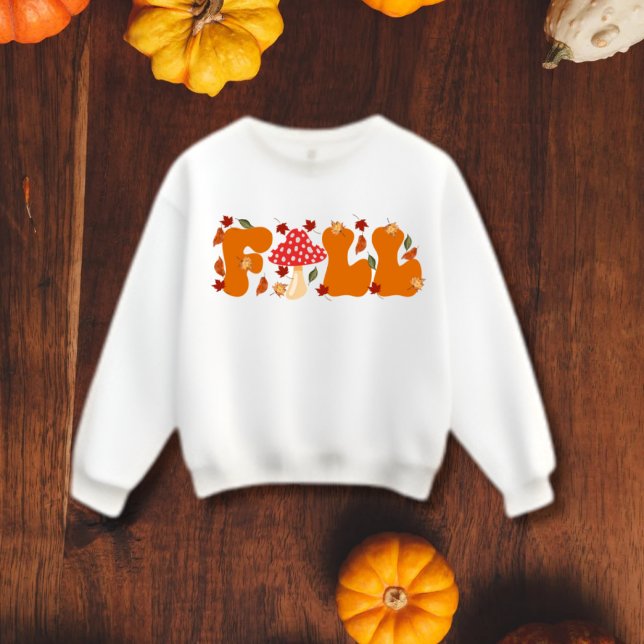 Sweatshirt Vibes d'automne Lettres avec champignons et Feuill (Créateur téléchargé)