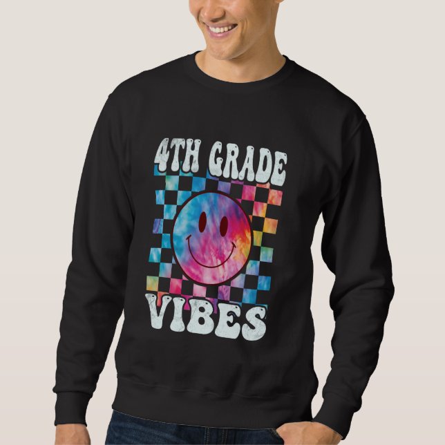 Sweatshirt Vibes de 4e année Tee 4e année Retro 1er jour de (Devant)