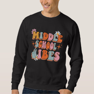 Sweatshirt Vibes de l'école secondaire Fleurs rétro Super Ens