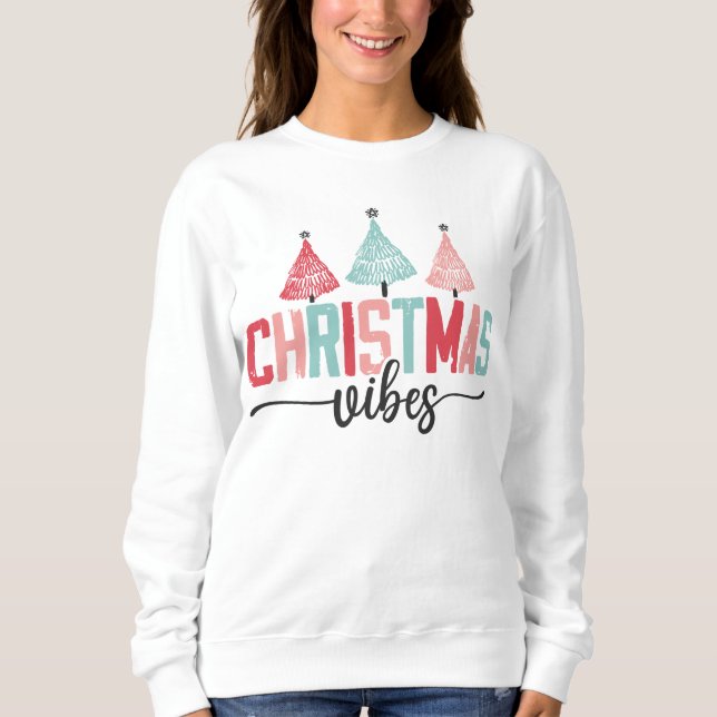 Sweatshirt Vibes de Noël - Festive Tree Design (Devant)