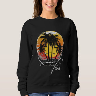 Sweatshirt Vibes d'été Coucher de soleil tropical avec palme 