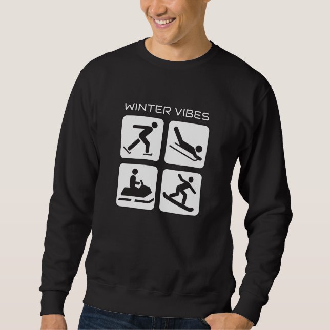 Sweatshirt vibes d'hiver skate traîneau motoneige icône de sp (Devant)