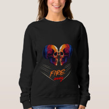Vibrant Blue and Orange Twin Skulls Graphic