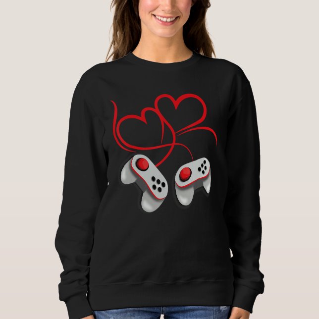 Sweatshirt Video Gamer Valentine's Day Hearts Gaming (Devant)
