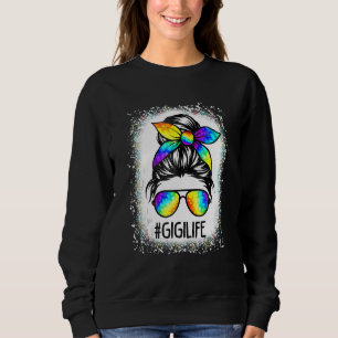 Sweatshirt Vie Gigi Bleached Messy Cheveux Bun Tie Dye Mère