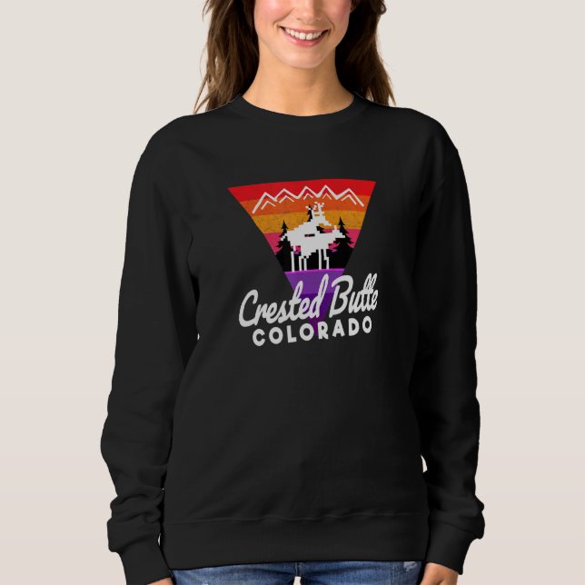 Sweatshirt Vie nocturne animée Crested Butte Co Moose Moun (Devant)