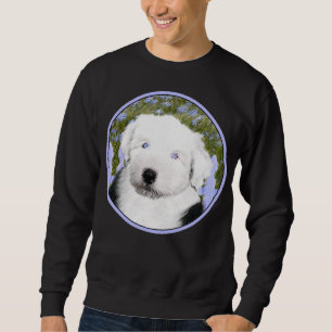 Sweatshirt Vieux anglais Sheepdog Puppy Peinture - Chien Art