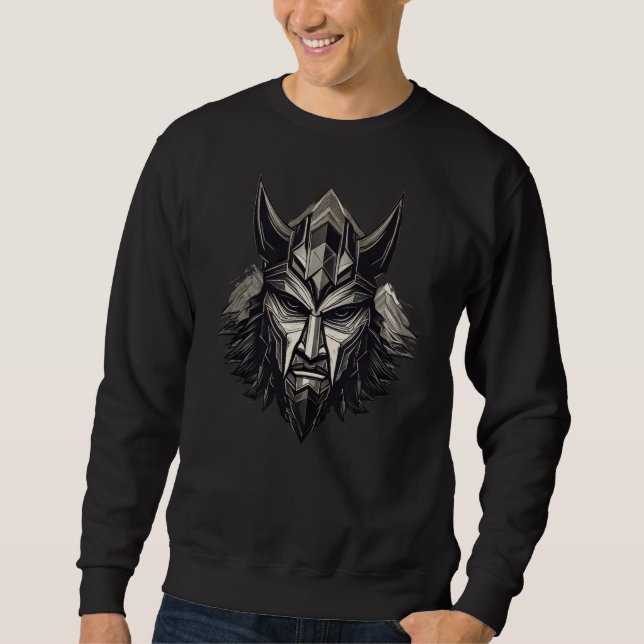 Sweatshirt Viking Wolf Warrior – Luxury Nordic Mask Design (Devant)