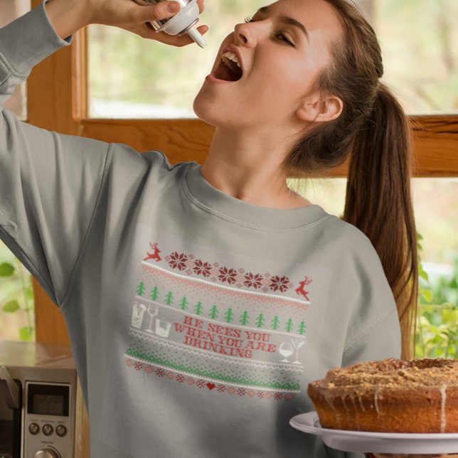 Sweatshirt Vilain Noël Boire Cocktail Drôle Sweater (Créateur téléchargé)