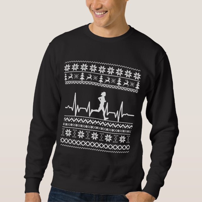 Sweatshirt Vilain pull de noël course heartbeat (Devant)