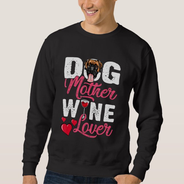 Sweatshirt Vin Mère Chien Boxe Distressé (Devant)