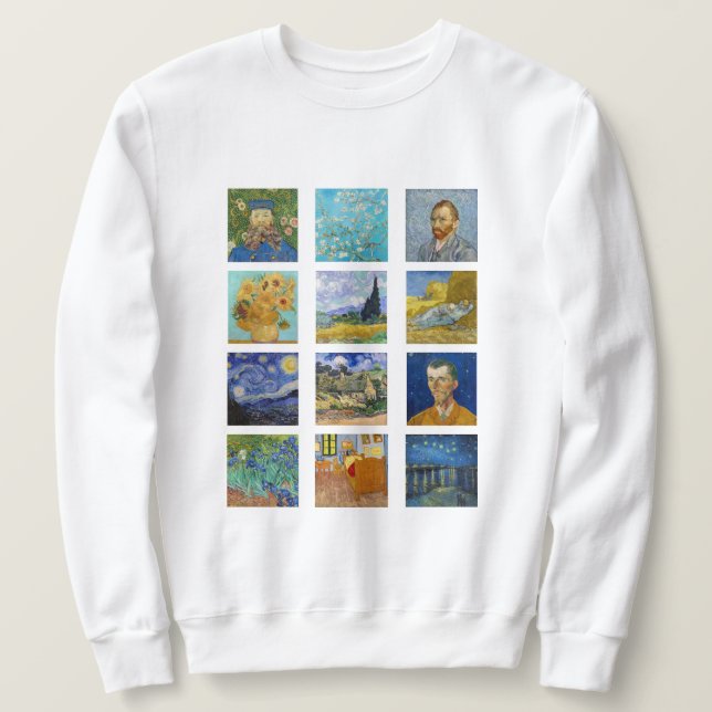 Sweatshirt Vincent Van Gogh - Grille des chefs-d'oeuvre (Design devant)
