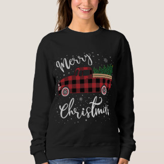 Sweatshirt Vintage Buffalo Plaid Camion Rouge Joyeux Noël