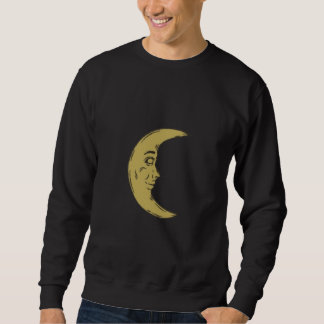 Sweatshirt Vintage Crescent Moon Face – Celestial Retro Art