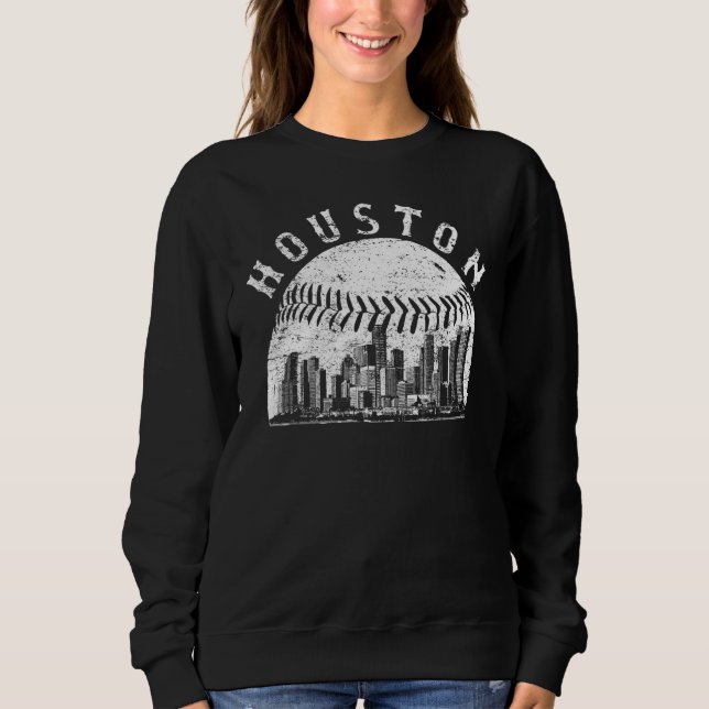 Sweatshirt Vintage Houston Cityscape Baseball Skyline (Devant)