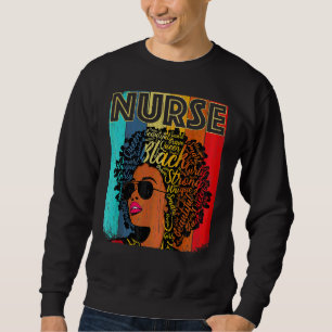 Sweatshirt Vintage Melanin Afro Nurse Queen Black History lun