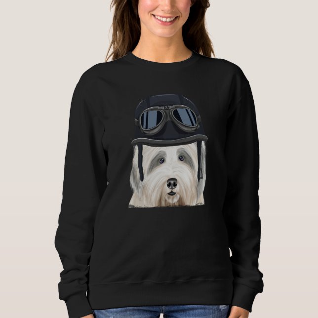 Sweatshirt Vintage Motorcycle Helmet Old English Sheepdog (Devant)