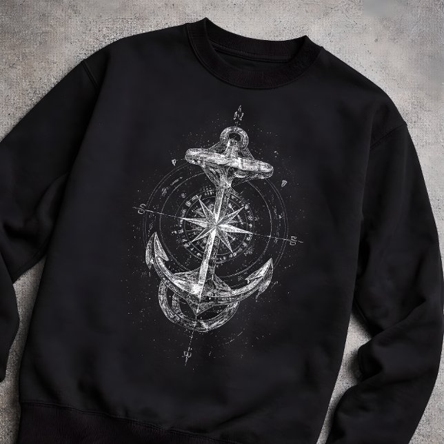 Sweatshirt Vintage Nautical Anchor Compass Rose Marine (Créateur téléchargé)