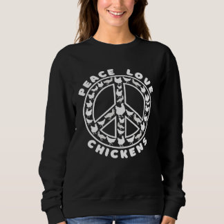 Sweatshirt Vintage Peace Love Chickens 60s 70s Retro Farm Chi