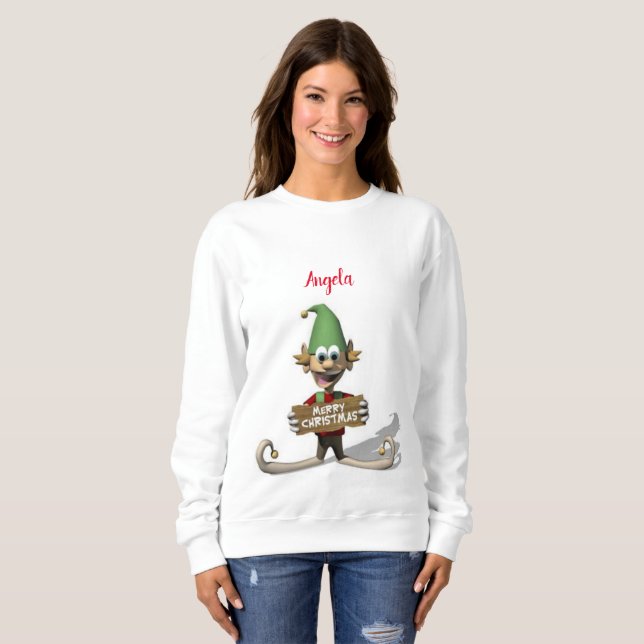 Sweatshirt Vintage Père Noël Elf (Devant entier)