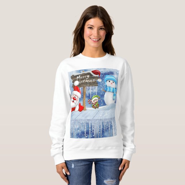 Sweatshirt Vintage Père Noël Snowman (Devant entier)