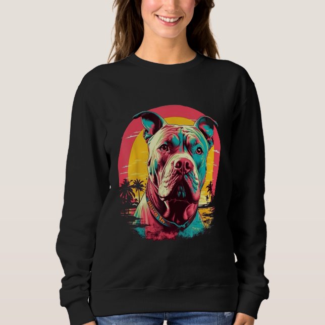 Sweatshirt Vintage Pitbull  Sunset (Devant)
