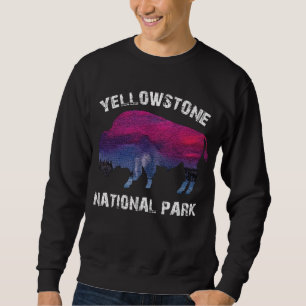 Sweatshirt Vintage Retro Yellowstone National Park Bison