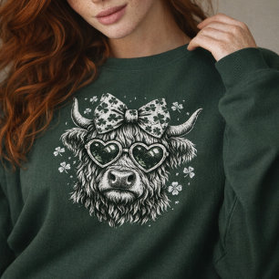 Sweatshirt Vintage Saint-Patrick Highland Cow