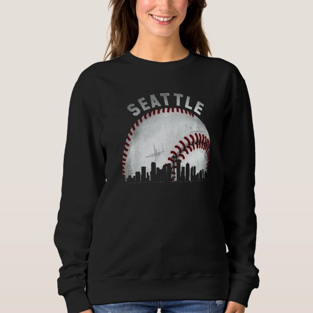 Sweatshirt Vintage Seattle Skyline City Baseball   (Devant)