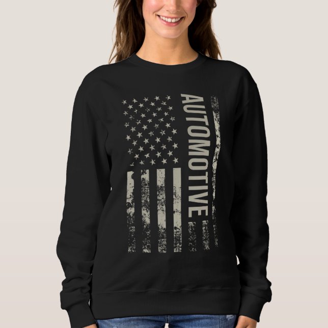Sweatshirt Vintage US American Flag Automotive (Devant)