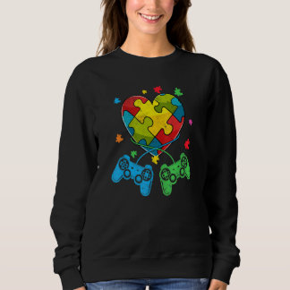 Sweatshirt Vintage Video Gamer Puzzle Piece Autism Awareness 