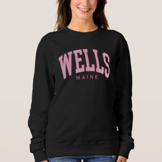 Sweatshirt Vintage Wells Beach ME Maine summer Preppy Throwba