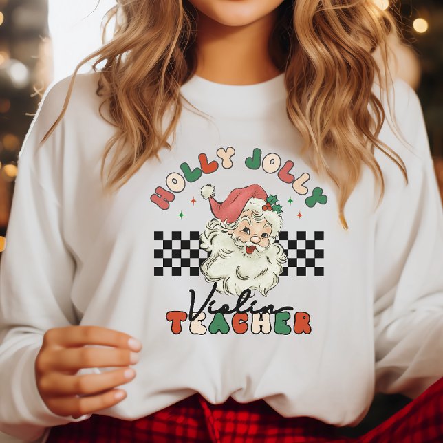 Sweatshirt Violon enseignant musicien Holly Jolly Noël (Créateur téléchargé)