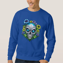 Sweatshirt Visage Alien et fleurs Ai Art