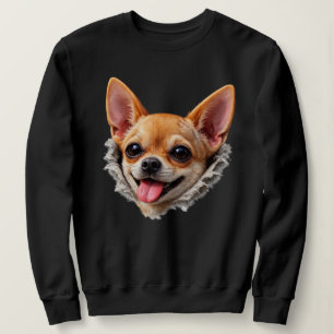 Sweatshirt Visage de Chihuahua Drôle Design 3D – Mème de Chie
