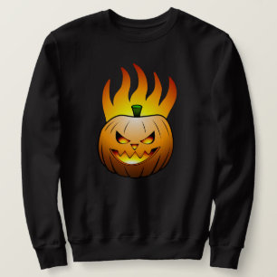 Sweatshirt Visage de citrouille enflammé d'Halloween