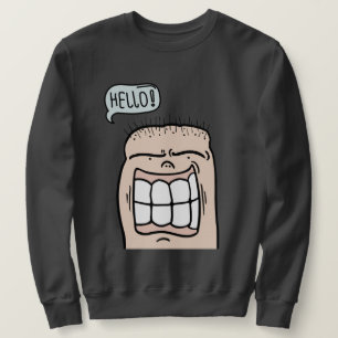 Sweatshirt Visage drôle dit bonjour grande sourire dessin ani