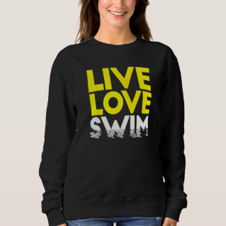Sweatshirt Vit Amour Nage Nageur De Fond Natation