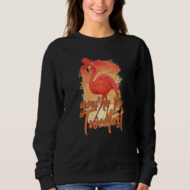 Sweatshirt Vous êtes The Tweetest Pink Flamant rose Beach Bir (Devant)