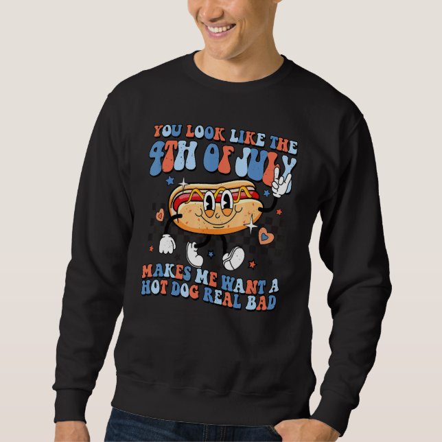 Sweatshirt Vous Ressemblez À 4 juillet Patriotique Retro (Devant)